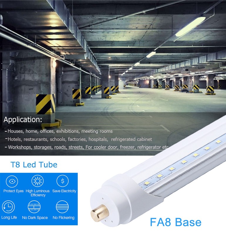 8ft led light bulbs Single Pin 45W 6500K FA8 T12 T8 Fluorescent Replacement Tube gallery