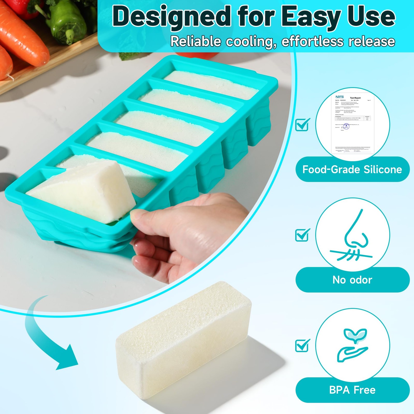 3-Pack Silicone Freezer Trays with Lid, Soup Freezer Container Molds, Silicon... gallery