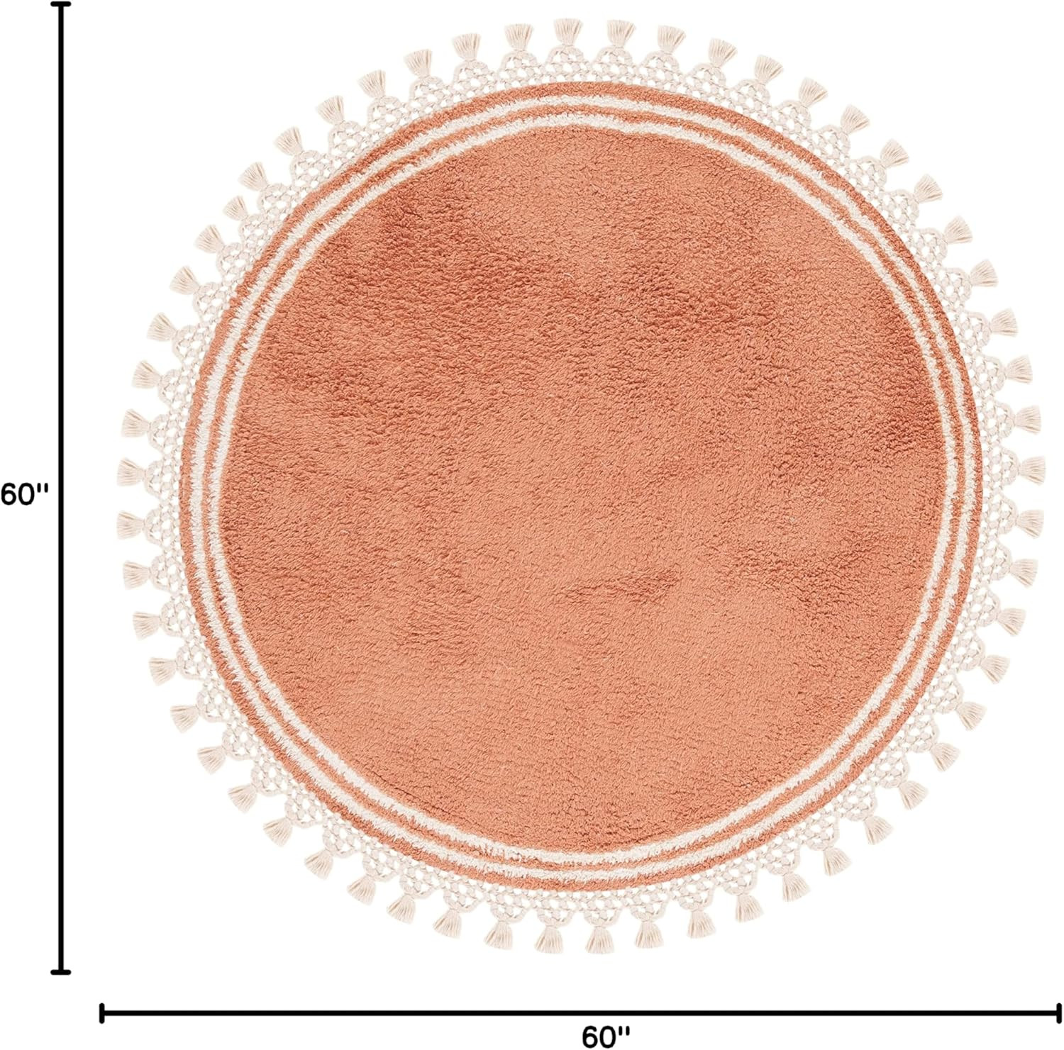Washable Handmade Cotton Rug - 5' Round, Rust & Ivory, Easy Care, Ideal for Any gallery