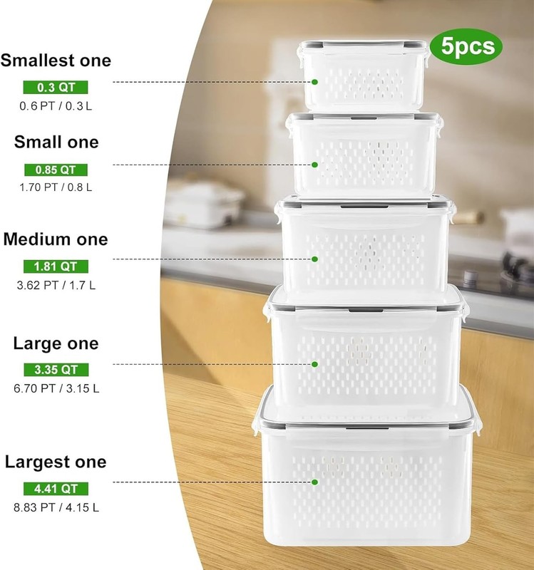 5 PCS Large Fruit Containers for Fridge gallery