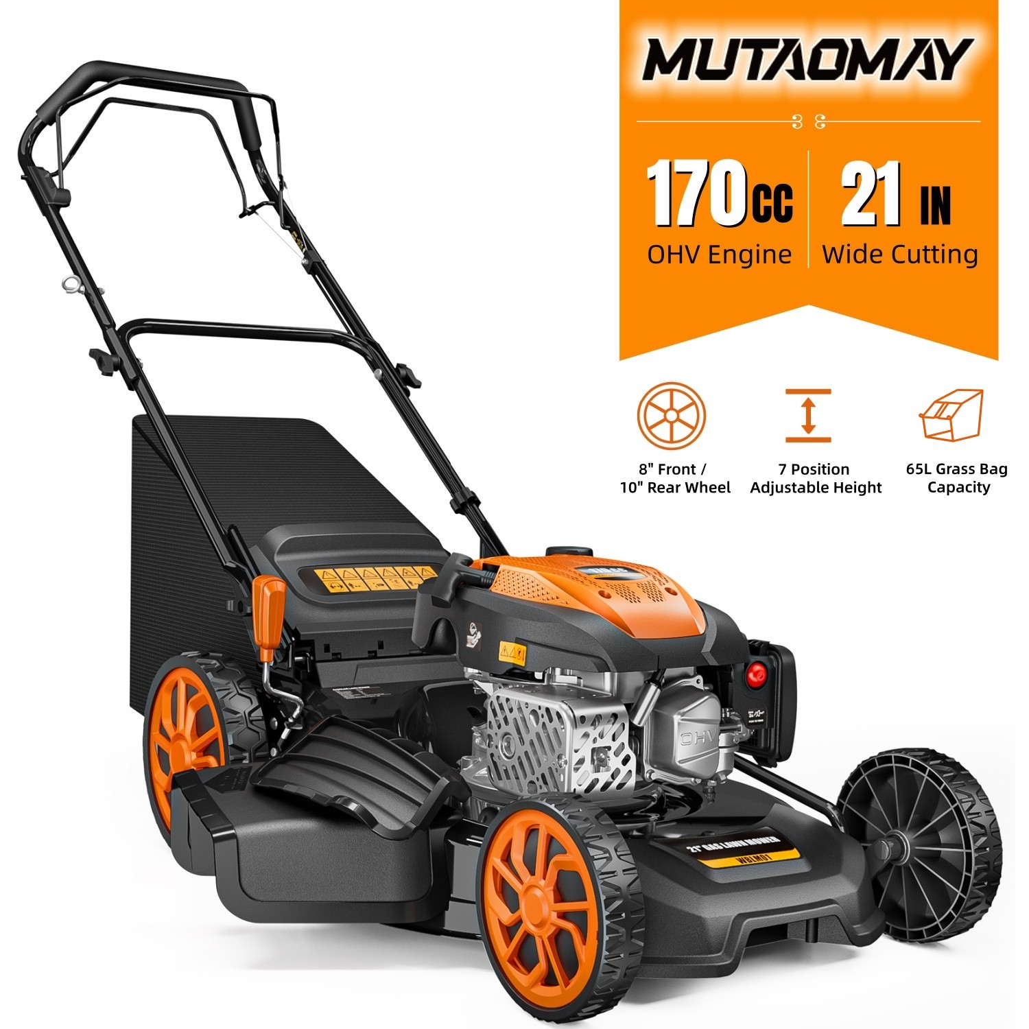Mutaomay 3-In-1 Self Propelled Gas Lawn Mower21" ,170cc ,7 Position Height New gallery