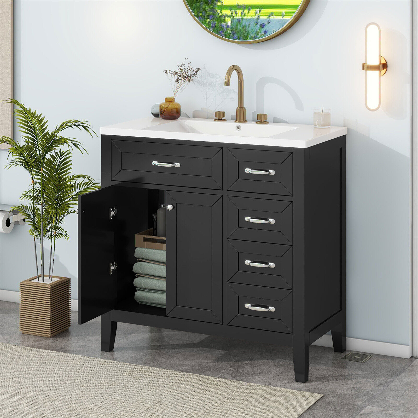 36" Bathroom Vanity with Sink Combo Bathroom Storage Cabinet with Drawers gallery