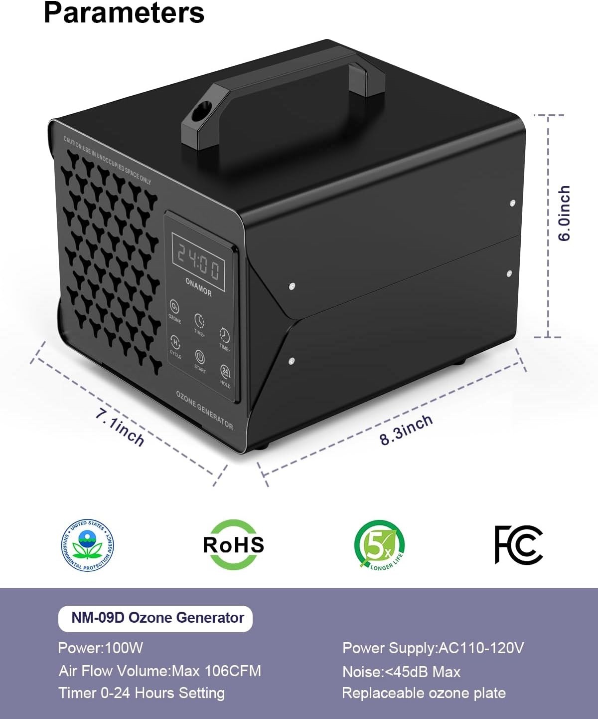 Digital Ozone Generator Odor Eliminator 180,000 Mg, High Capacity Ozone Machine gallery
