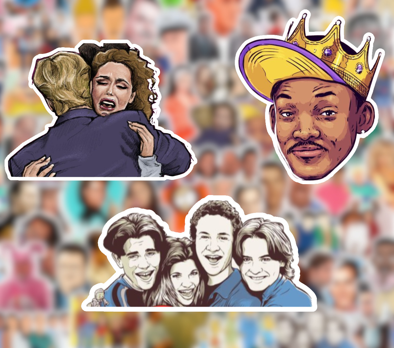 25/50 90's TV Show Sticker Pack-Matte Vinyl- Friends Seinfeld Simpsons gallery
