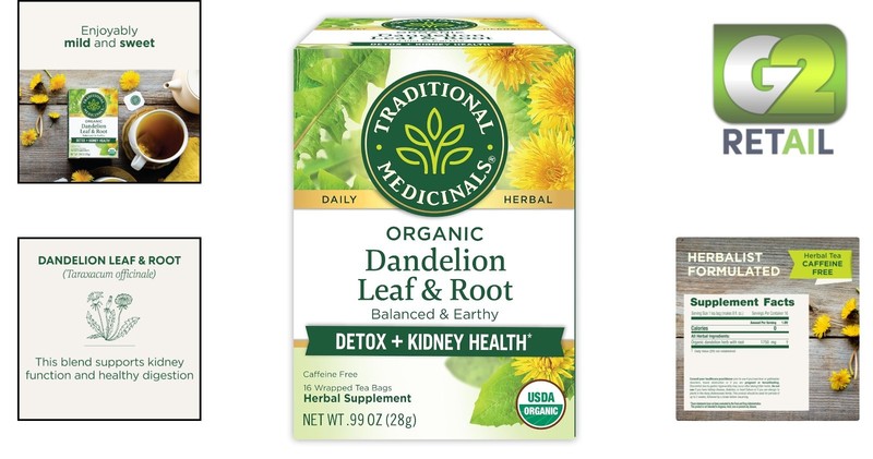 Organic Dandelion Leaf & Root Tea - Supports Kidney Health & Digestion, 16 Bags gallery