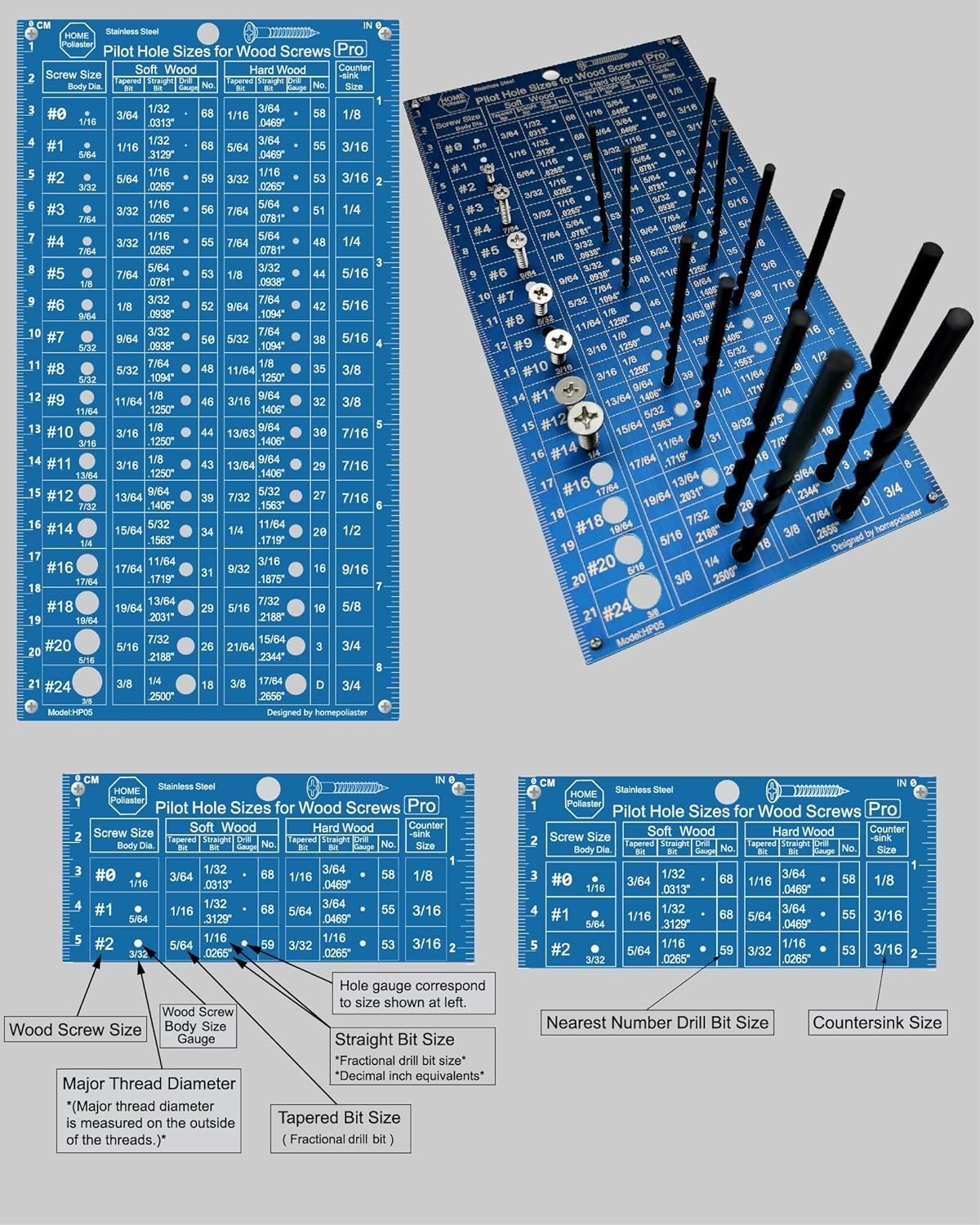 Screw Size Chart Drill Bit Gauge - Laser-Etched 6061 Aluminum Pilot H... gallery