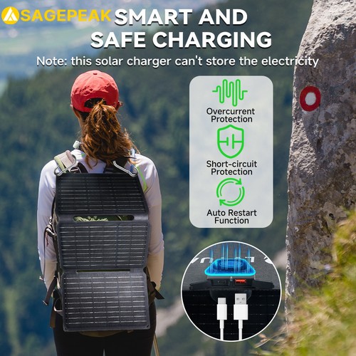 40W 30W Solar Panel Solar Charger 2-Ports Foldable Portable | USB-A Type-C Ports gallery