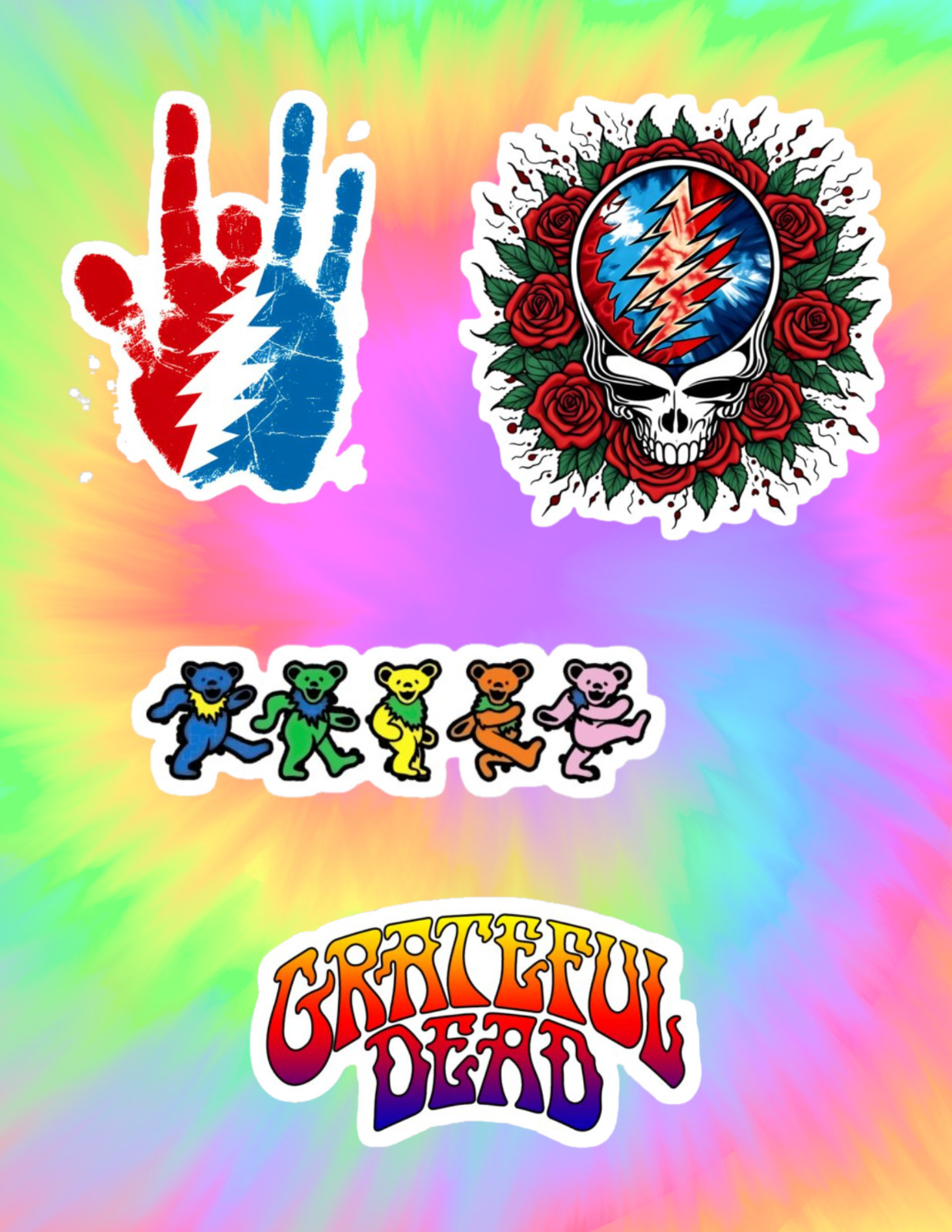 Grateful Dead Retro Music 4pc Sticker Pack gallery