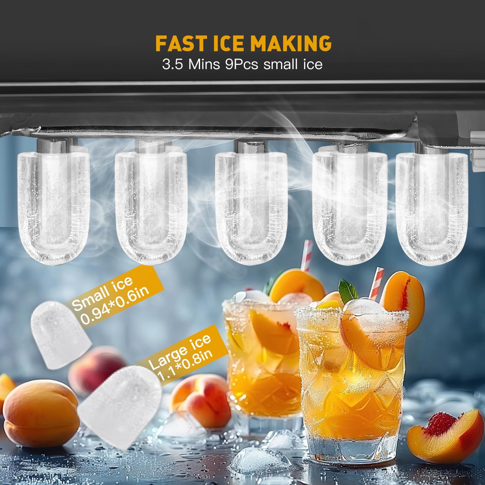 38lbs Per Day Countertop Ice Maker, 9 Ice Cubes in 3.5 Minutes, Self-Cleaning... gallery