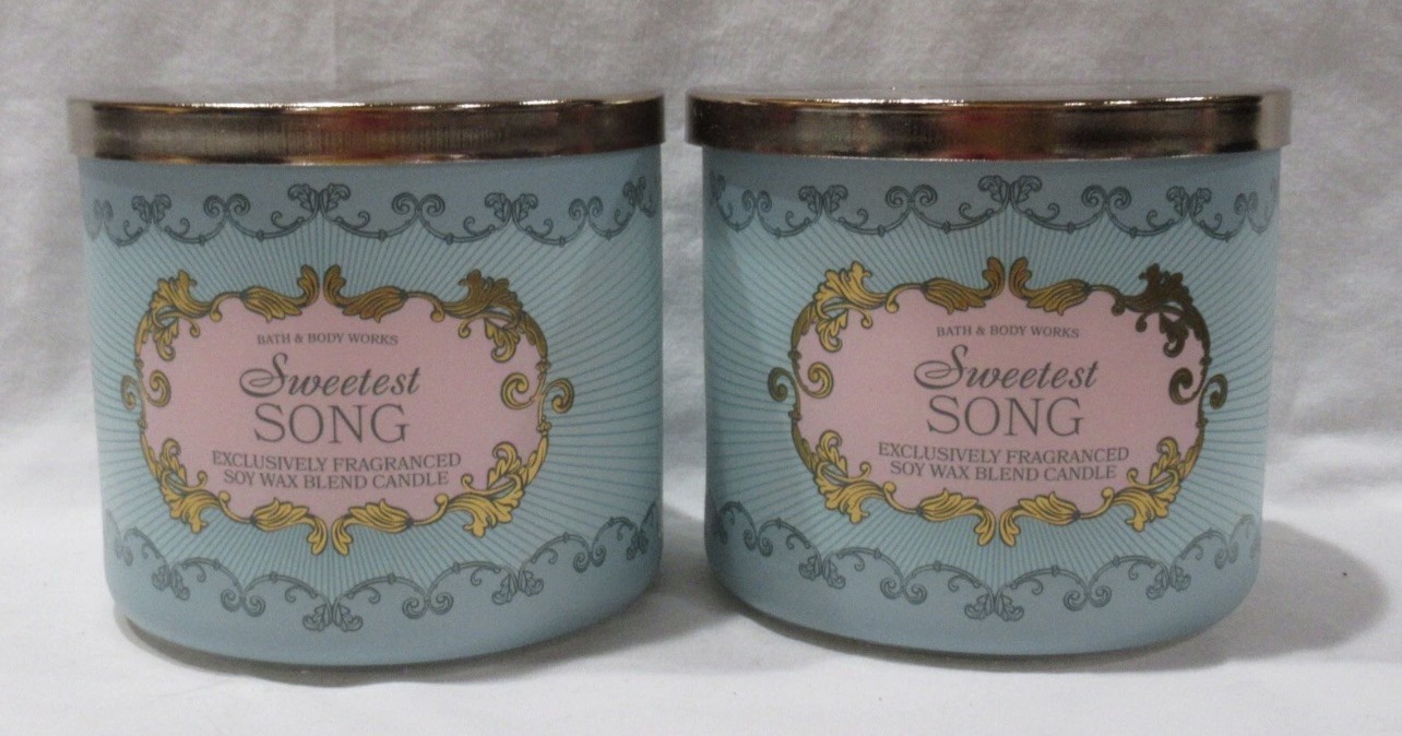 Bath & Body Works 3-wick Scented Candle Lot Set of 2 SWEETEST SONG gallery