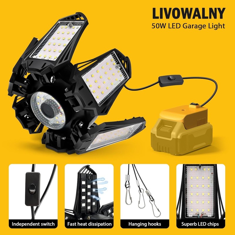 LED Work Light for DEWALT 20V Battery, 68W 6800LM Garage Flood and Ceiling Light gallery