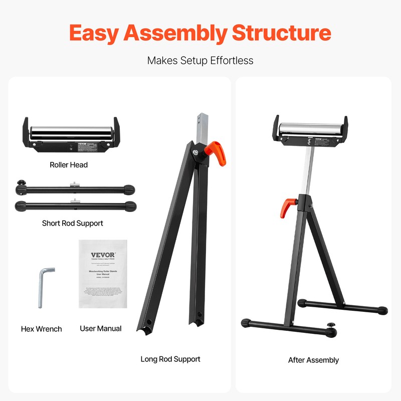 Folding Roller Stand Max Load 250 lb Adjustable Height 27-43 in for Woodworking gallery