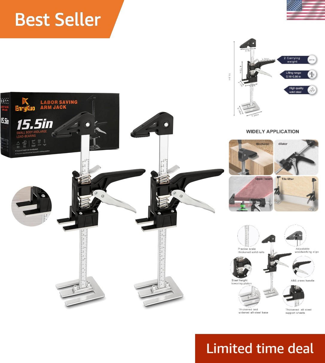 Labor Saving Arm Jack 2 Pack,15.5 Inch Multifunctional Furniture Lifter Jacks... gallery