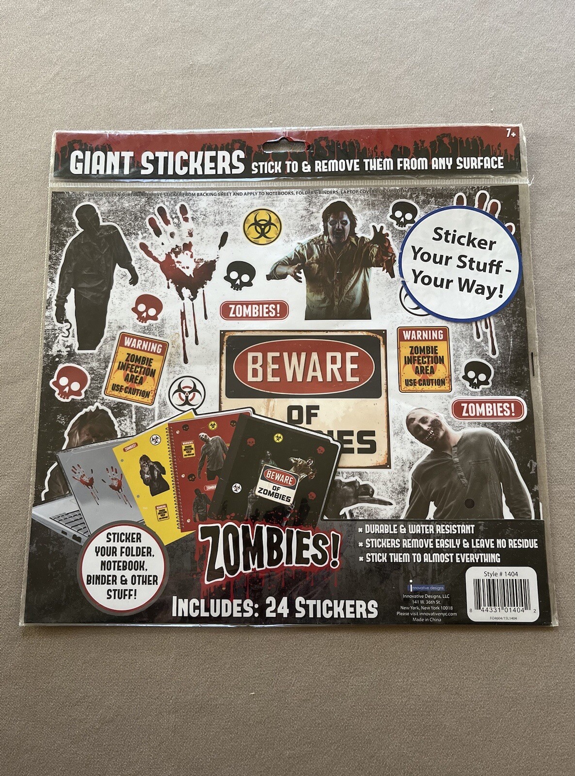1 Giant Sheet Zombies Stickers~Sheet Is 10 1/2” X 11 3/4” & Has 24 Stickers, New gallery