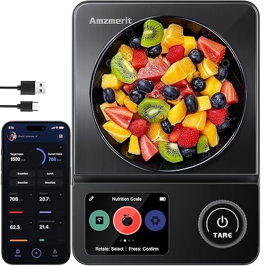 Smart Food Kitchen Scale with Nutritional Calculator, Timer, 0.1G High Precision gallery