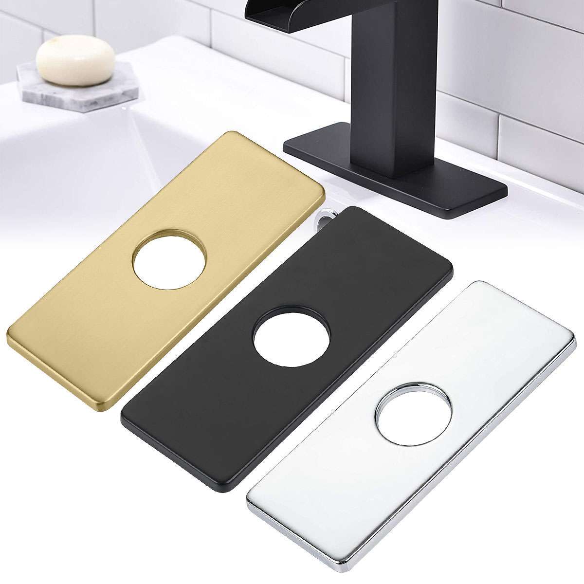 6'' Kitchen Bathroom Vanity Sink Faucet Hole Cover Deck Plate Escutcheon Matte gallery