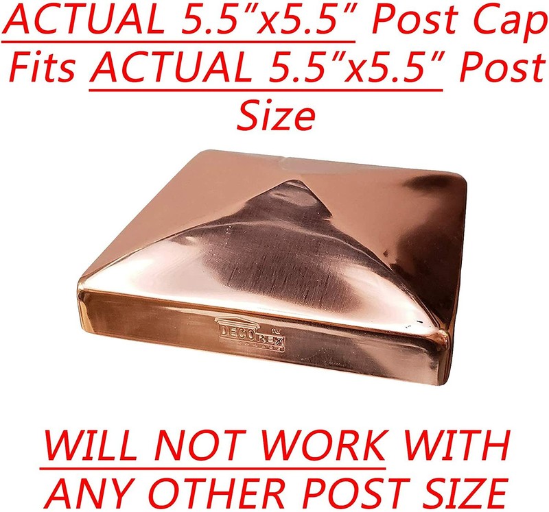 5.5" x 5.5" Solid Copper Pyramid Post Cap for True/Actual 5.5" x 5.5" Wood Posts gallery