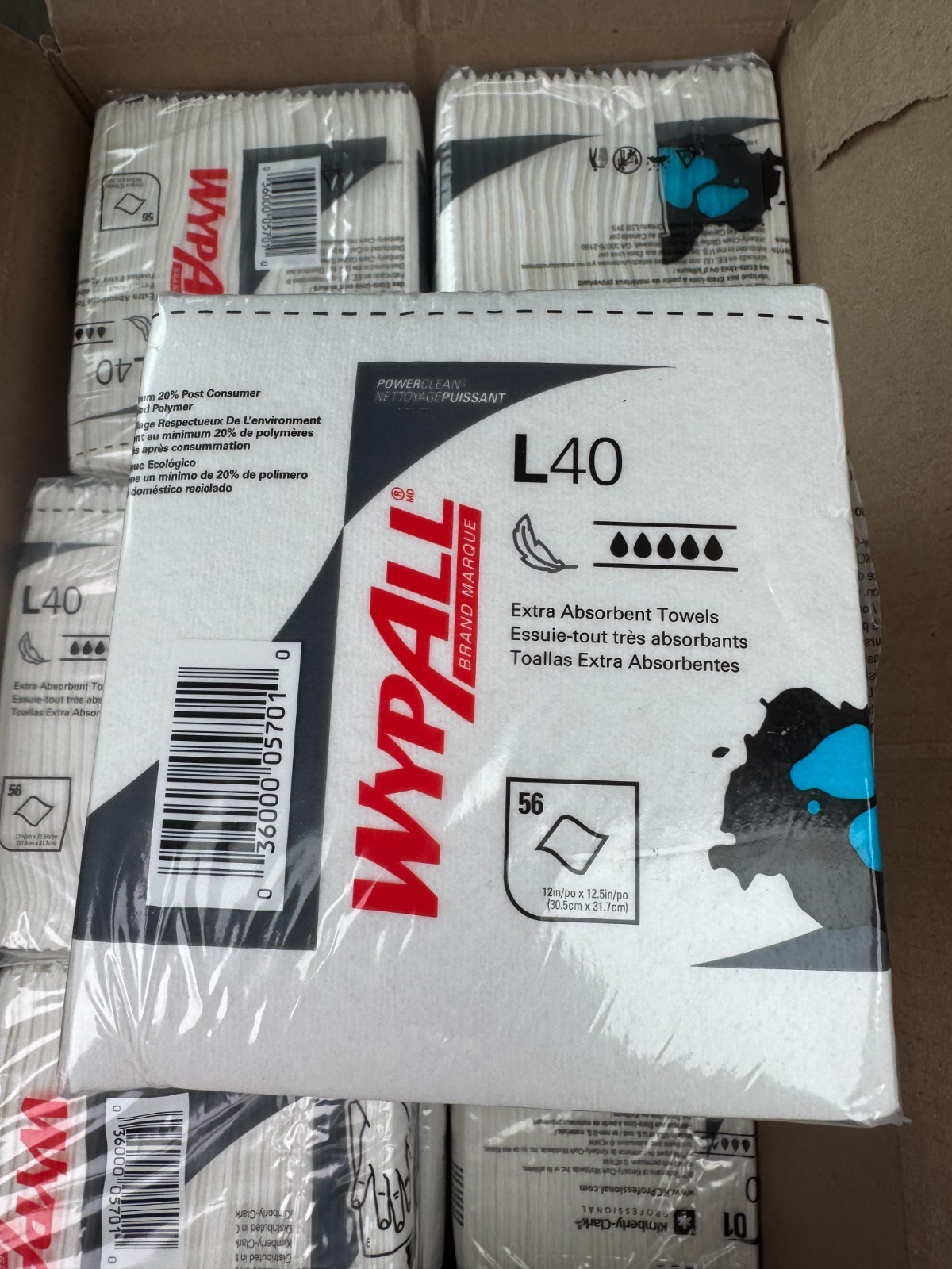 WypAll L40 Disposable Washcloth Task Wipes 12.5 X 13" 05701 Case of 1008 Wipes gallery