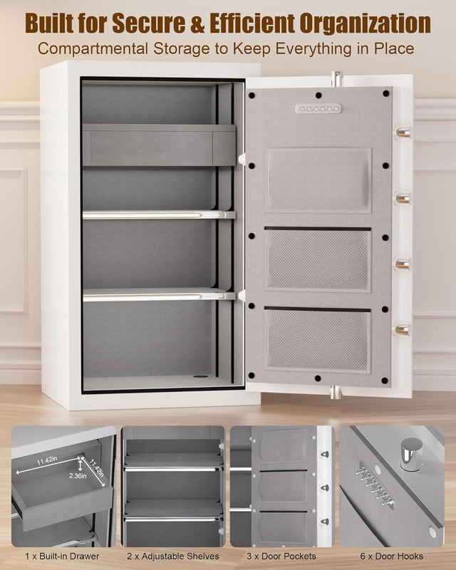 Large Fireproof Waterproof Home Safe with Digital Lock and Adjustable Shelves gallery
