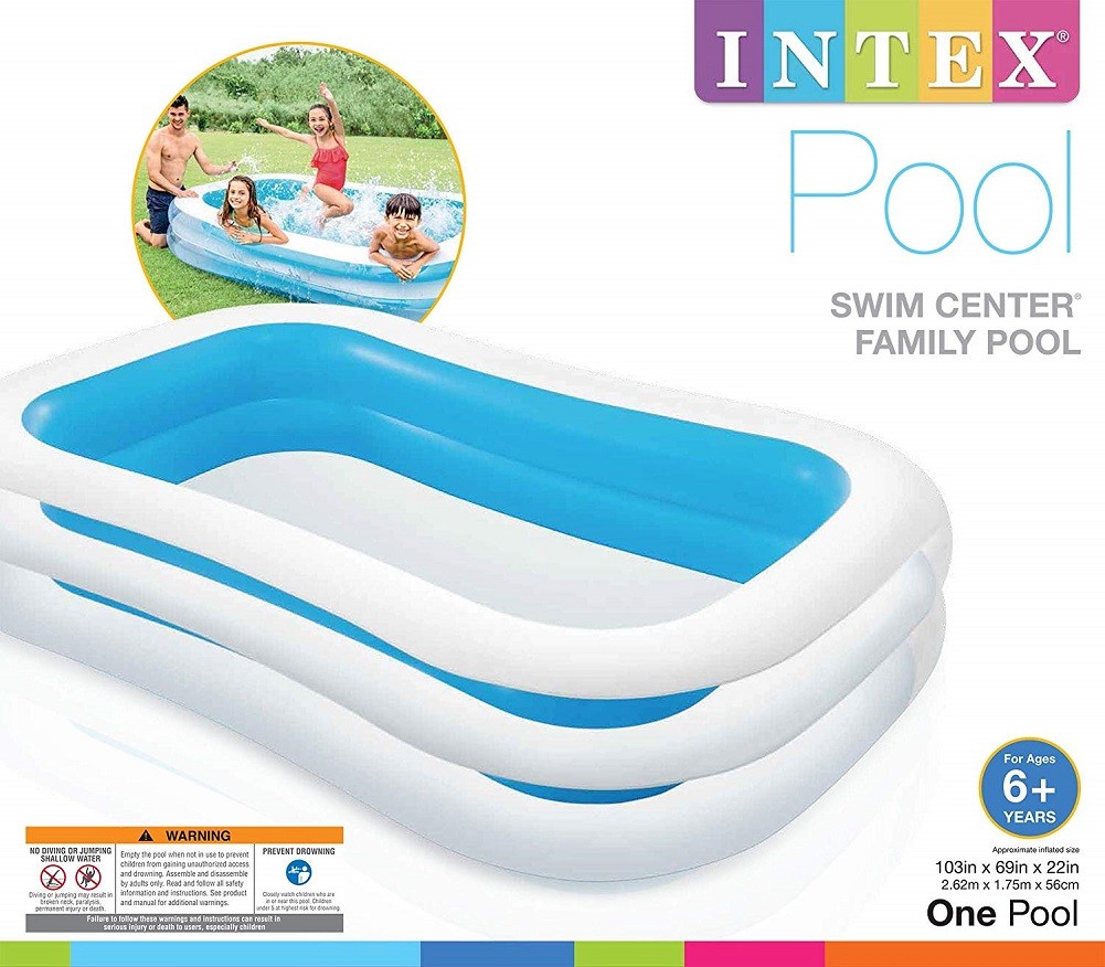 ***USED NO RETAIL BOX Intex Swim Center Family Inflatable Pool 103inch X 69inch gallery