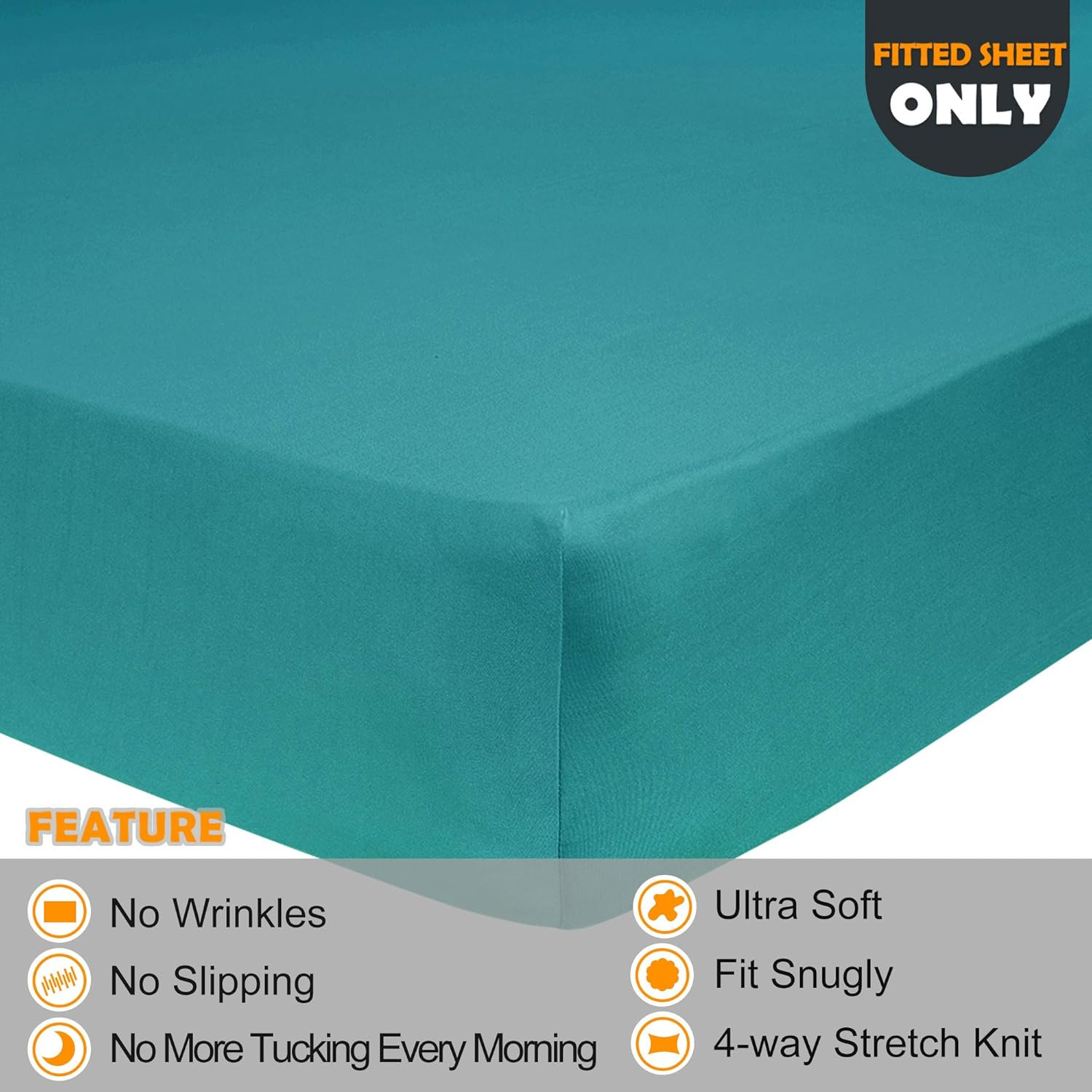 Stretch Queen Fitted Sheet Only - Jersey Knit & Soft Cozy T-Shirt Like, 4-Way St gallery