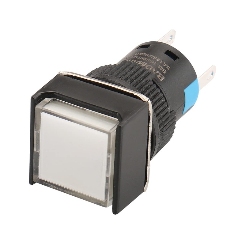 5/8" 16mm Momentary Push Button Switch Square Cap LED Lamp White Light DC 12V... gallery