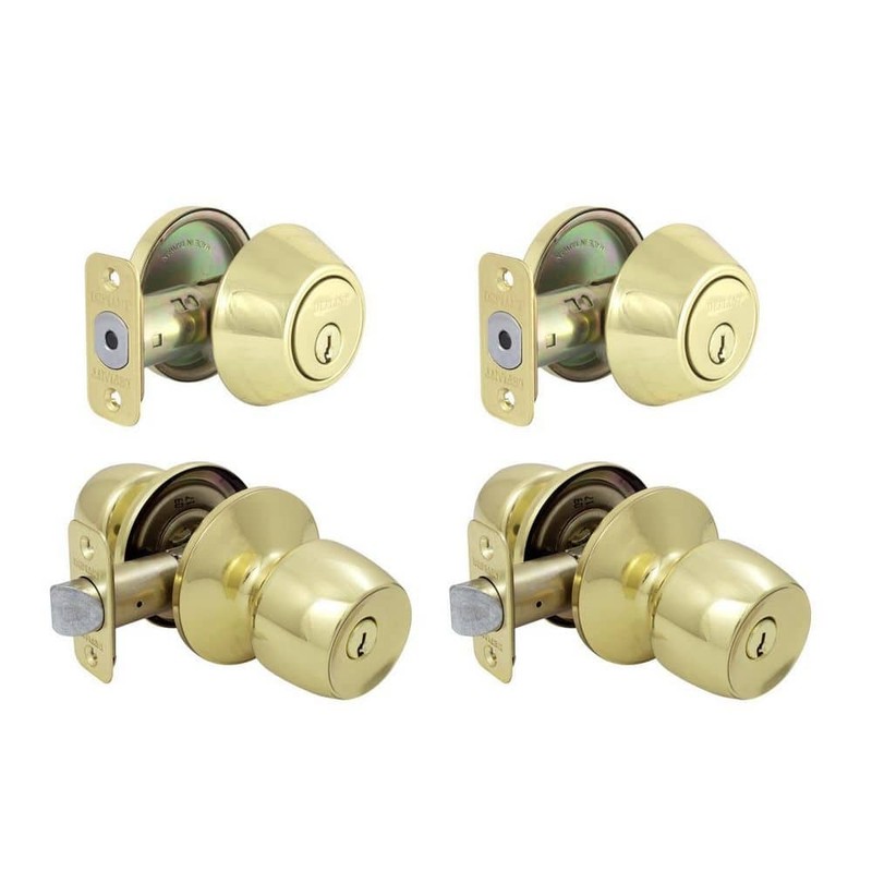 Defiant Brandywine Polished Brass Single Cylinder Keyed Entry Project Pack gallery