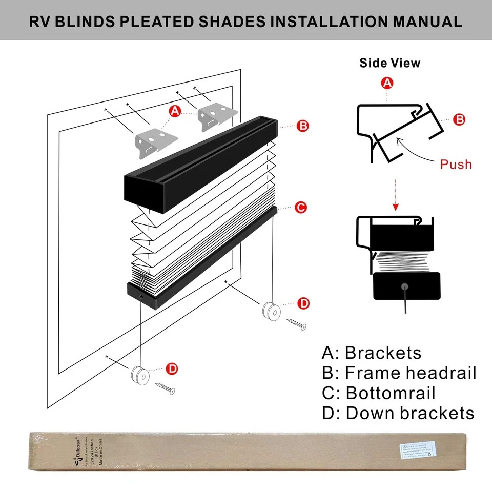 32" x 24" Black RV Pleated Shades - Window Blinds for Campers & Trailers gallery