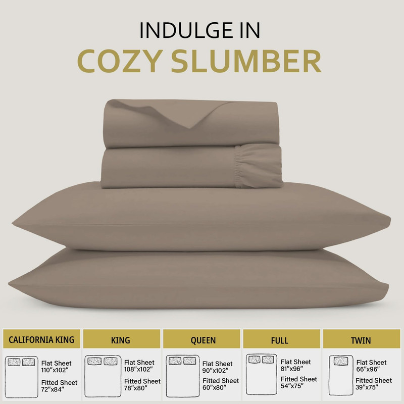 Full Size Bed Sheets Taupe 4 Piece Sheet Set 17” Extra Deep Pocket Egyptian Cott gallery