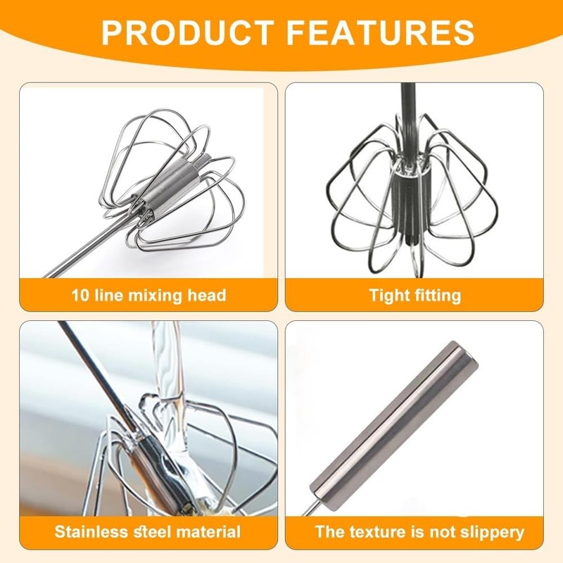 Semi-Automatic Egg Whisk Hand Push Egg Beater Stainless Steel Blender Mixer Whis gallery