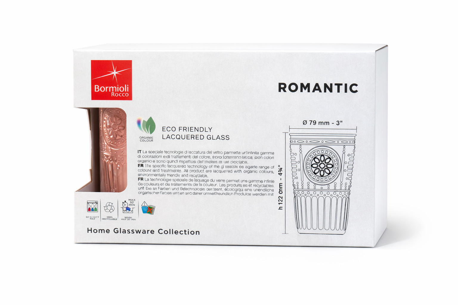 Bormioli Rocco Romantic 4-Piece 11.5 Oz Tumbler Set, Pink Crystal Glass, Italy gallery