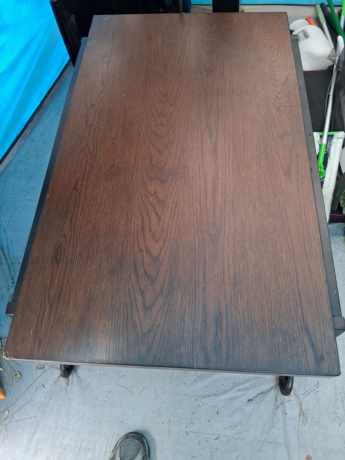 Rectangular Brown Wood Grain Coffee Table 70x32x28 in High Polish 1980s gallery