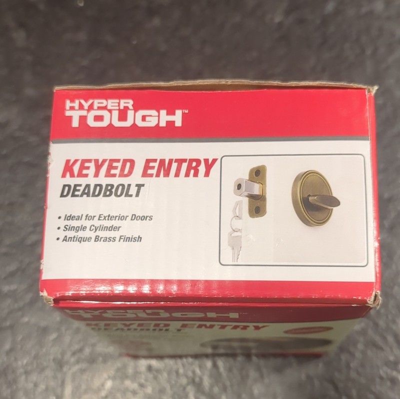 Hyper Tough Keyed Entry Deadbolt Antique Brass Finish ANSI Grade 3 w/ 2 Keys gallery