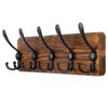 Brown Pine Wood Wall Mounted Coat Rack 5Hooks for Coats Jackets Clothes Hats Key gallery