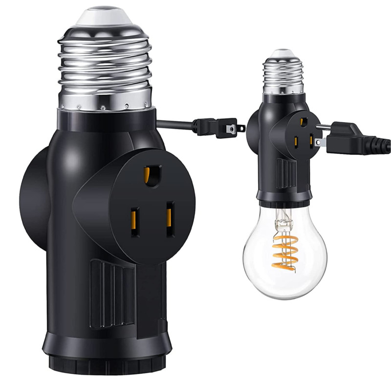 2× 2/3 Prong Light Socket Outlet E26 E27 Light Socket to Plug Adapter Convert gallery