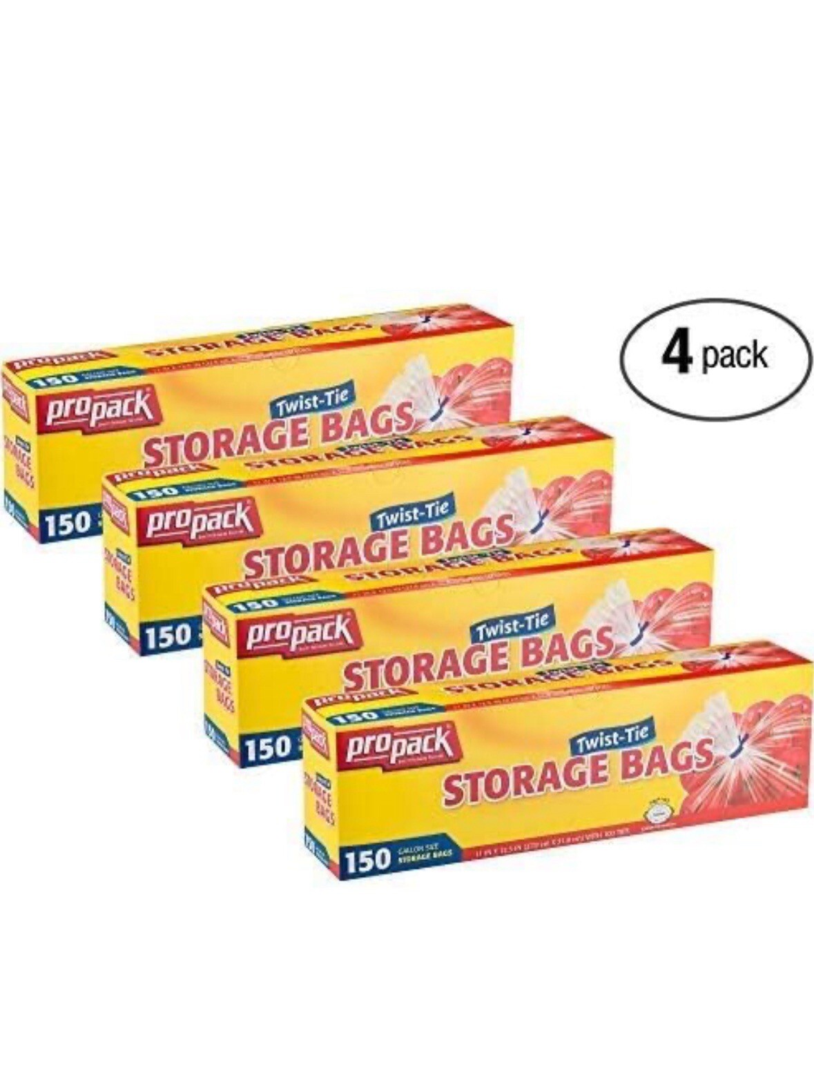 ProPack Disposable Plastic Storage Bags With Tie, 1 Gallon Size 600 Bags 4 Packs gallery