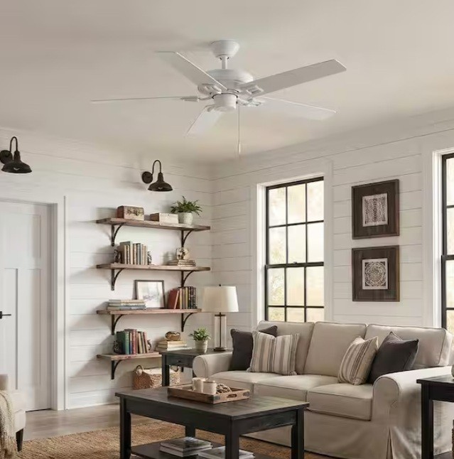 Hampton Bay Bayfield 52 in. Indoor Matte White Dry Rated Downrod Ceiling Fan gallery