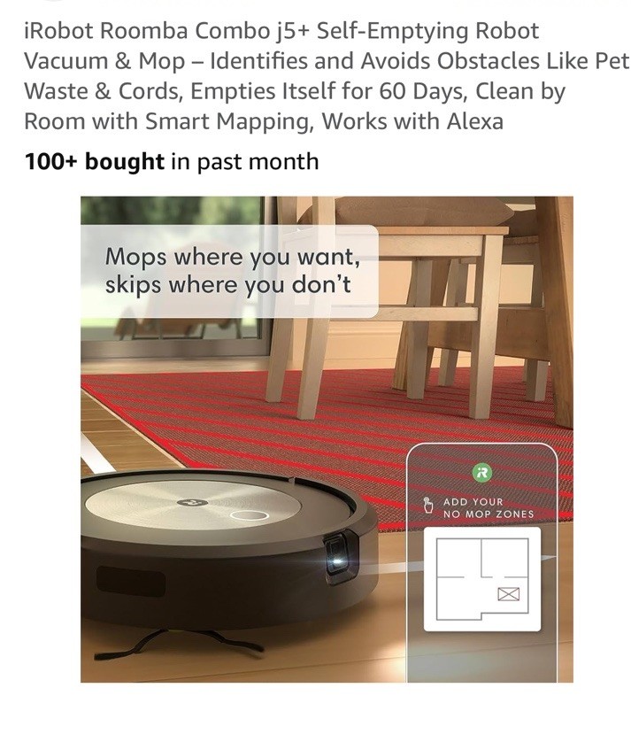 iRobot Roomba Combo j5+ Robot Vacuum & Mop - Black (J557020) gallery