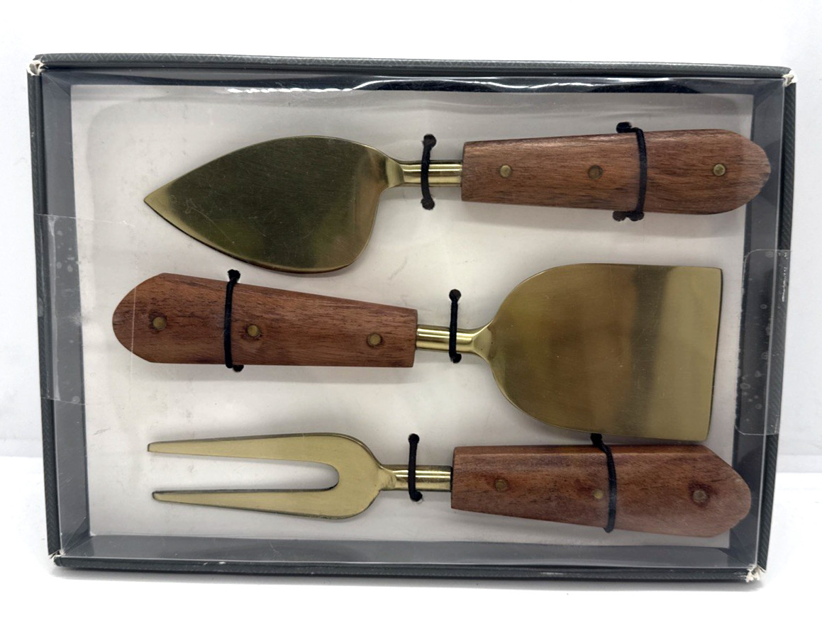 Threshold Cheese Knife Set of 3 Rustic Natural Wood & Stainless Steel gallery