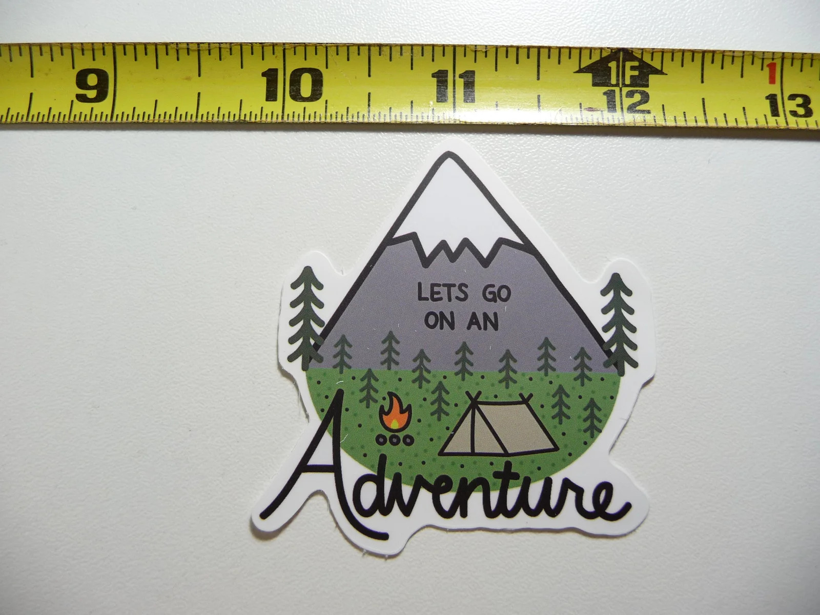 LET'S GO ON AN ADVENTURE TENT SNOW CAPPED PEAK SMALL STICKER DECAL CAMPING gallery