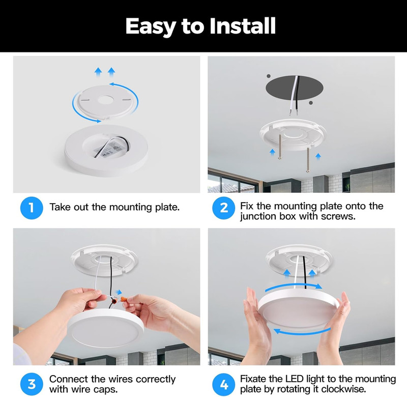 7Inch Flush Mount LED Ceiling Lights 100W Equivalent 5000K Daylight White, 15W 1 gallery