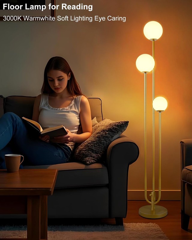 Lightdot 63IN Gold Floor Lamp Dimmable 3-Lights Globe LED Floor Lamps with 30 gallery
