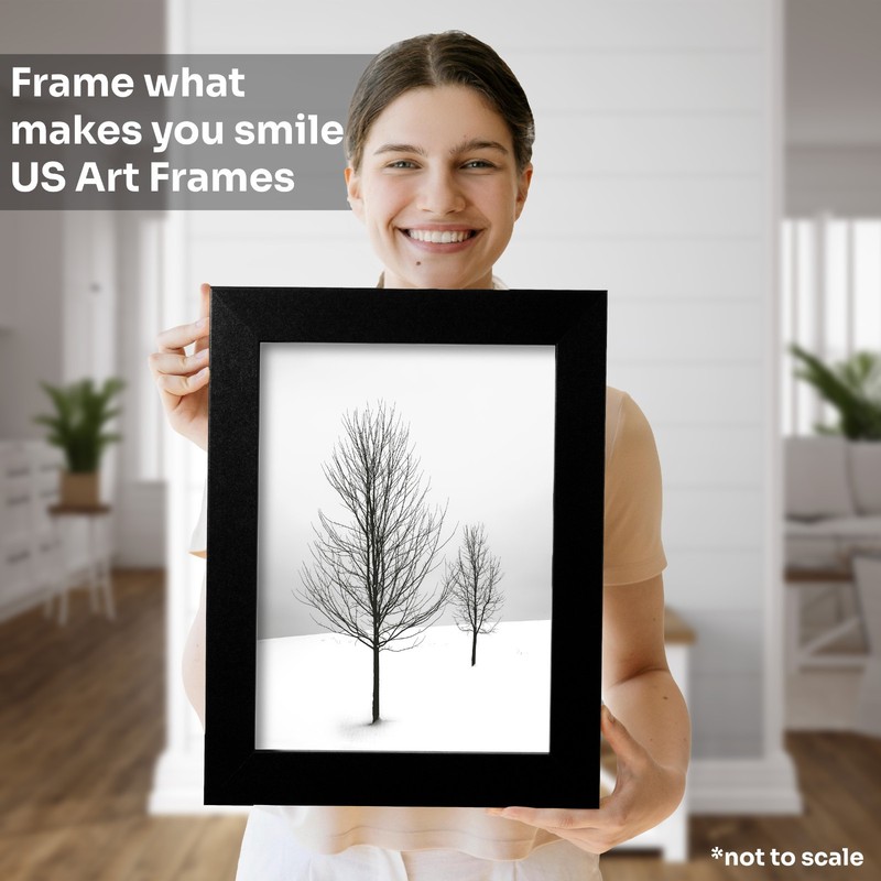 US Art Frames 1" Flat Black MDF Wall Decor Picture Poster Frame, CS2 gallery