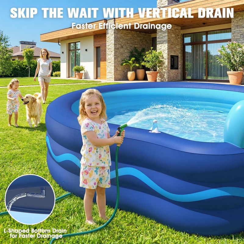 AixPool Inflatable Pool with Seats and Headrest,Oversized Thickened Large Blo... gallery