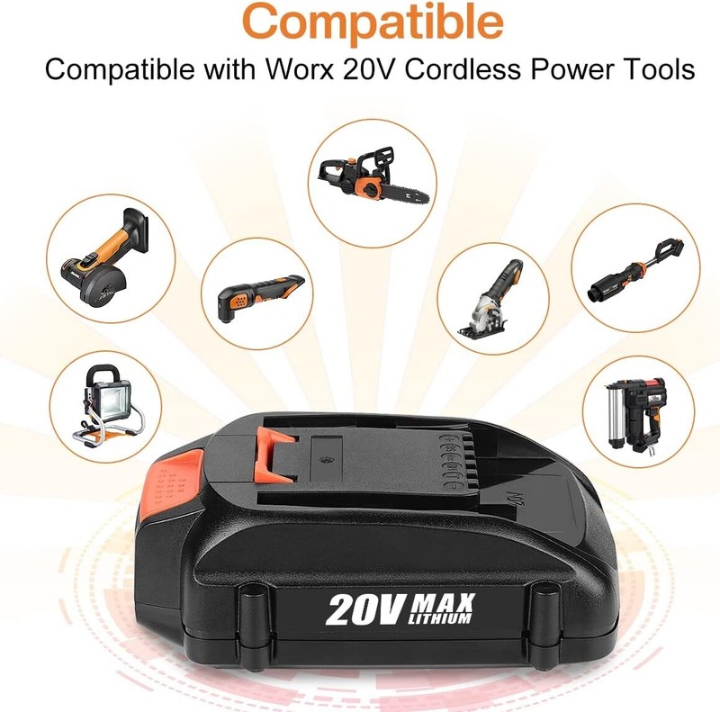 2pack For WORX 20V MAX Extend Lithium Battery 20 Volt WA3520 WA3525 / Charger gallery