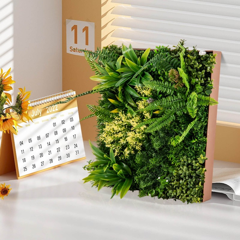 2 Pack Artificial Square Framed Foliage Wall Art w/11 Types of Mixed Faux Plants gallery