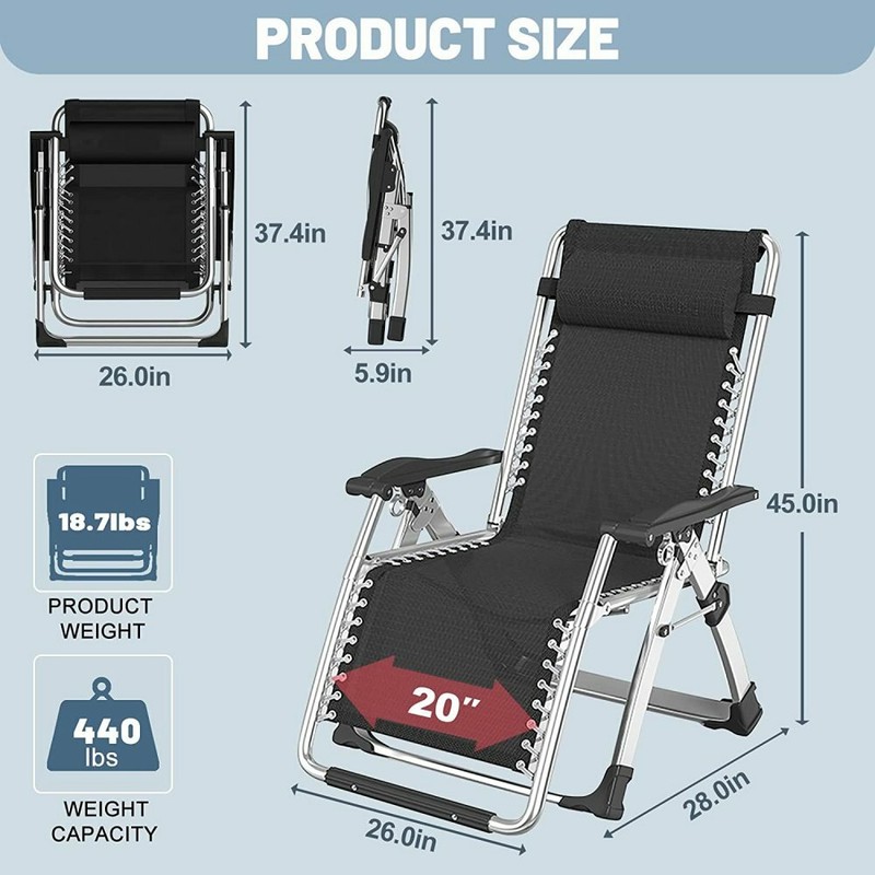 NAIZEA Folding Camping Cot Bed Zero Gravity Chair Mattress Gray Blue Mattress gallery