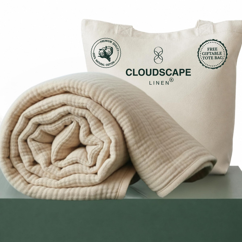 Cloudscape Linen Cloudscape 4 Layer Muslin Blanket For Adults - 100 Cotton