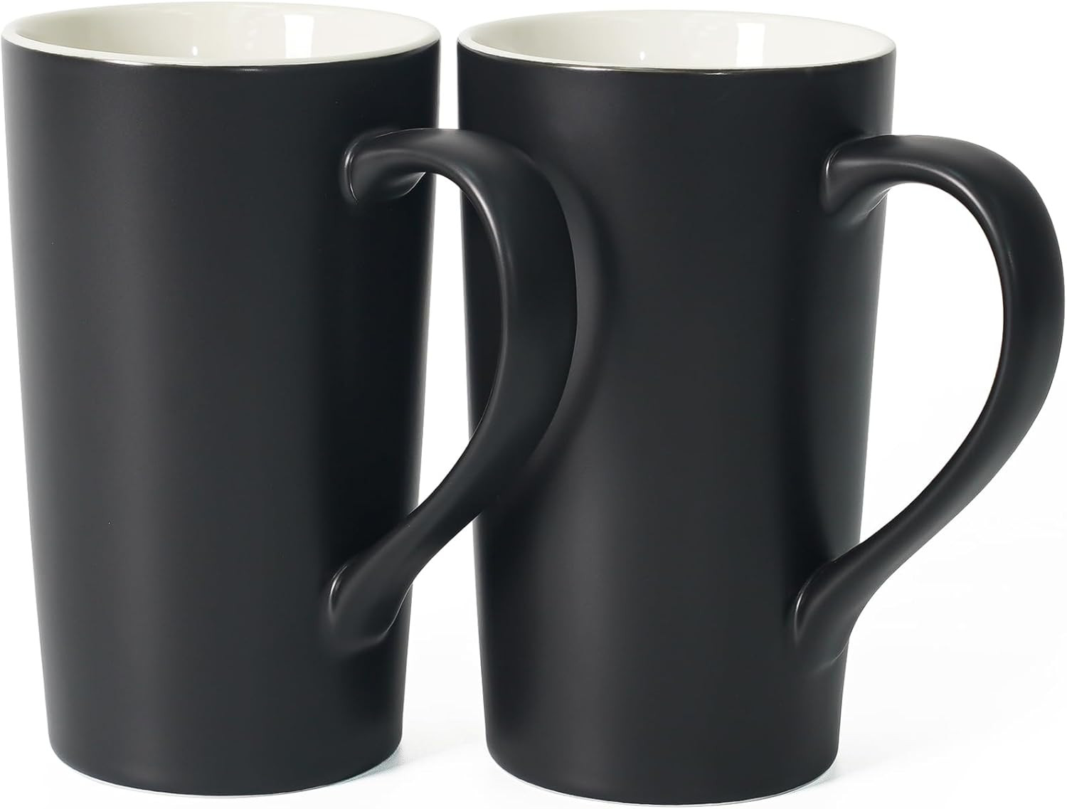 20 OZ Large Ceramic Coffee Mug Simple Pure Black Mug Set of 2 Plain Tall Milk Te gallery