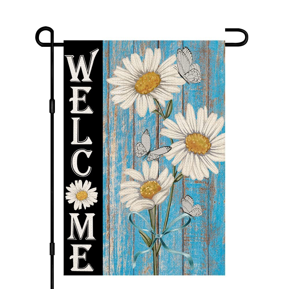 Welcome Daisy Spring Garden Flag 12x18 Inch Burlap 12" X 18", Multicolor gallery